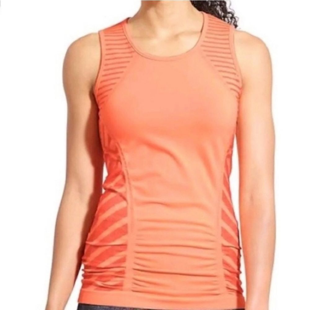 Athleta Jet Stripe Fastest Track Coral Tank Top